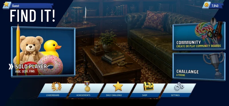 The development-build menu; some destinations include unfinished features.