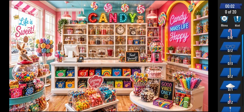 Actual Solo gameplay in a candy-shop location, using Guest review state.