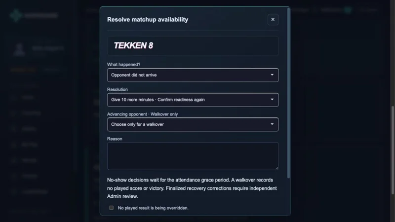 Explicit recovery controls help organizers handle absent participants.