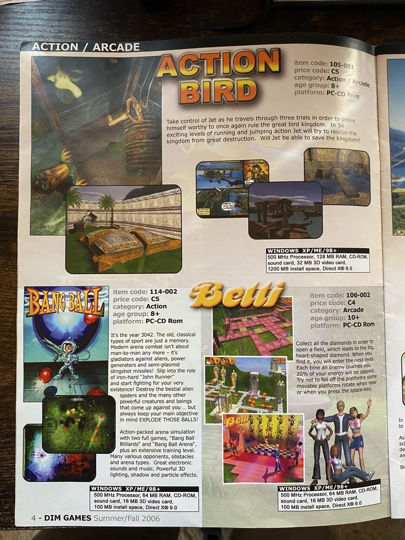 Original DIM-GAMES catalog photograph: Action & arcade · 1